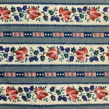 Load image into Gallery viewer, Dusky Blue &amp; Pink Floral Stripe Cotton 1.65m
