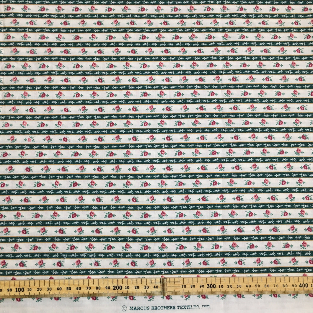Green Floral Stripe Cotton Fabric 2.6m