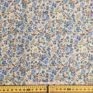 Pastel Blue Floral Cotton 2.2m